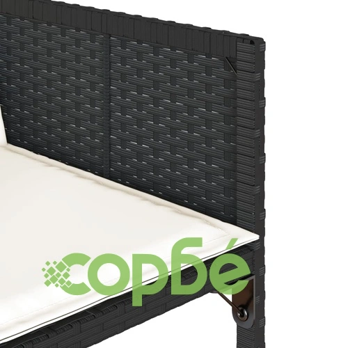 Градински трапезен комплект възглавници 9 части черен полиратан ➤ топ цена ➤ sorbe.bg