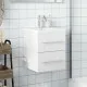 Шкаф за мивка за баня с вградена мивка, бял