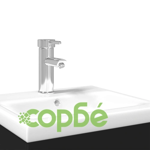 Шкаф за мивка за баня с вградена мивка, черен ➤ топ цена ➤ sorbe.bg