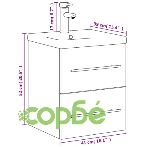 Шкаф за мивка за баня с вградена мивка, черен ➤ топ цена ➤ sorbe.bg