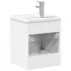 Шкаф за мивка за баня с вградена мивка, бял гланц