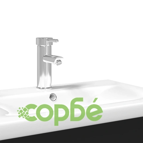 Шкаф за мивка за баня с вградена мивка, черен ➤ топ цена ➤ sorbe.bg