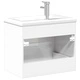 Шкаф за мивка за баня с вградена мивка, бял гланц