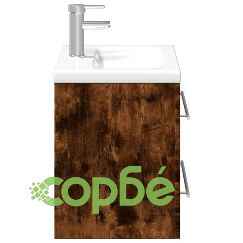 Шкаф за мивка за баня с вградена мивка, опушен дъб ➤ топ цена ➤ sorbe.bg