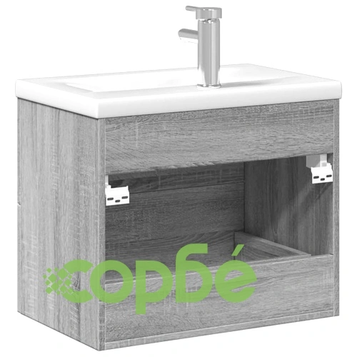Шкаф за мивка за баня с вградена мивка, сив сонома ➤ топ цена ➤ sorbe.bg