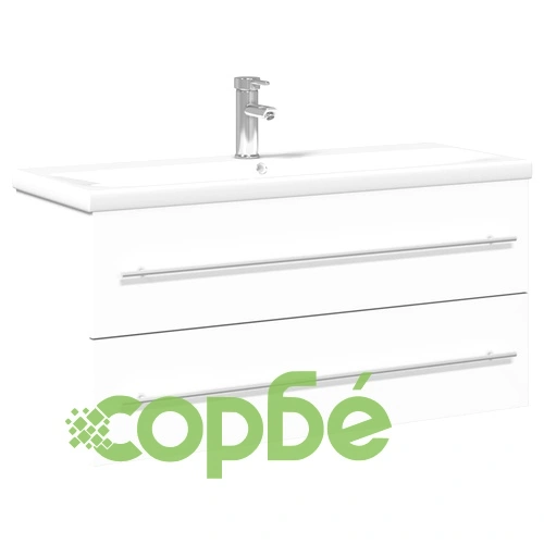 Шкаф за мивка за баня с вградена мивка, бял ➤ топ цена ➤ sorbe.bg