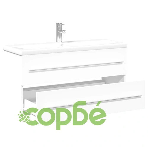 Шкаф за мивка за баня с вградена мивка, бял ➤ топ цена ➤ sorbe.bg