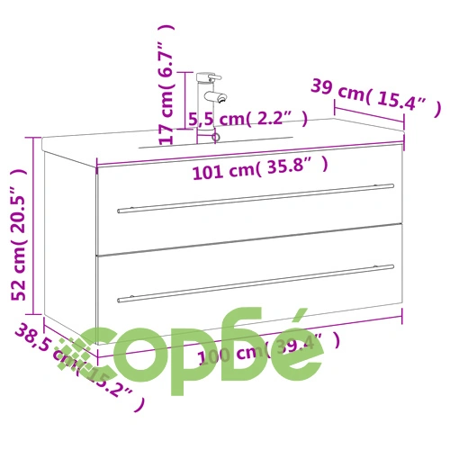 Шкаф за мивка за баня с вградена мивка, бял ➤ топ цена ➤ sorbe.bg