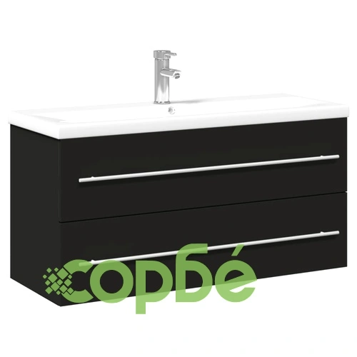 Шкаф за мивка за баня с вградена мивка, черен ➤ топ цена ➤ sorbe.bg