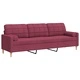 3-местен диван декоративни възглавници виненочервен 210 см плат