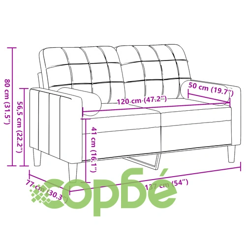 2-местен диван с декоративни възглавници тъмносив 120 см кадифе ➤ топ цена ➤ sorbe.bg
