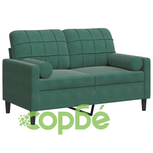 2-местен диван с възглавници тъмнозелен 120 см кадифе ➤ топ цена ➤ sorbe.bg