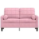2-местен диван с декоративни възглавници розов 120 см кадифе