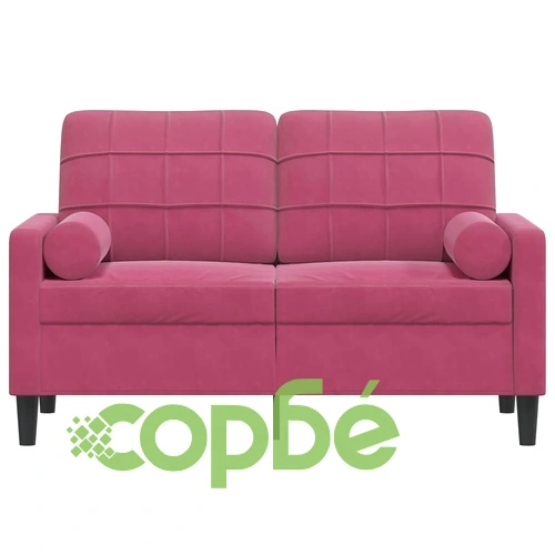 2-местен диван декоративни възглавници виненочервен 120 см ➤ топ цена ➤ sorbe.bg