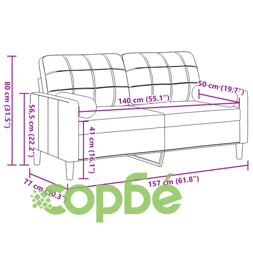 2-местен диван с декоративни възглавници кафяв 140 см кадифе ➤ топ цена ➤ sorbe.bg