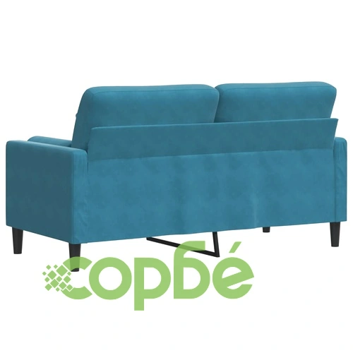 2-местен диван с декоративни възглавници син 140 см кадифе ➤ топ цена ➤ sorbe.bg