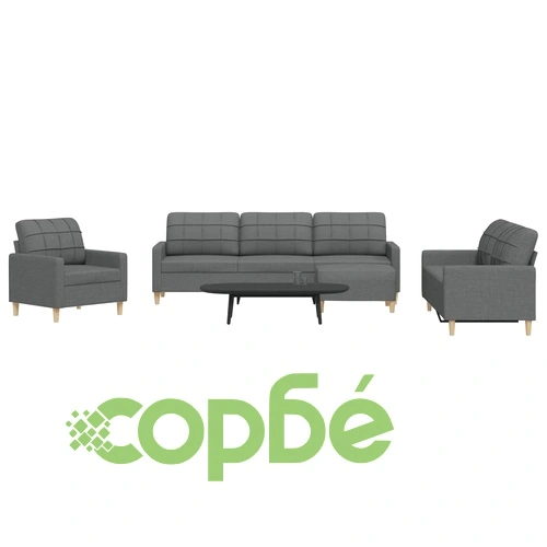 Комплект мека мебел от 4 части с табуретка, тъмносив, текстил ➤ топ цена ➤ sorbe.bg