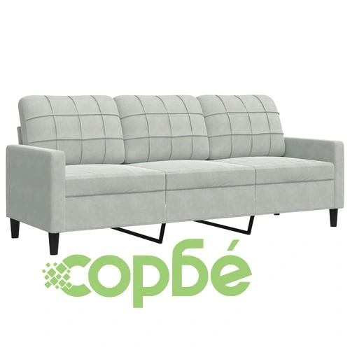 Мека мебел от 3 части с възглавници и болстери светлосив кадифе ➤ топ цена ➤ sorbe.bg