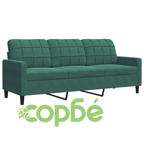 Мека мебел от 3части с възглавници и болстери тъмнозелен кадифе ➤ топ цена ➤ sorbe.bg