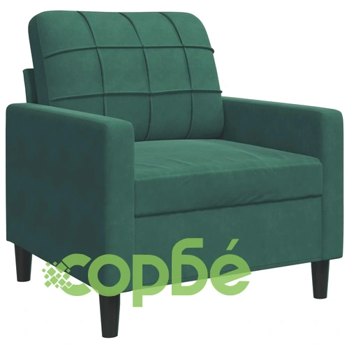 Мека мебел от 3части с възглавници и болстери тъмнозелен кадифе ➤ топ цена ➤ sorbe.bg