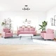 Мека мебел от 3 части с възглавници и болстери розов, кадифе