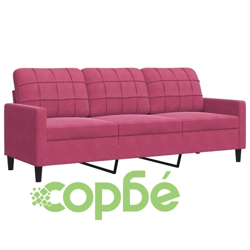 Мека мебел от 3 части с възглавници и болстери, кадифе ➤ топ цена ➤ sorbe.bg