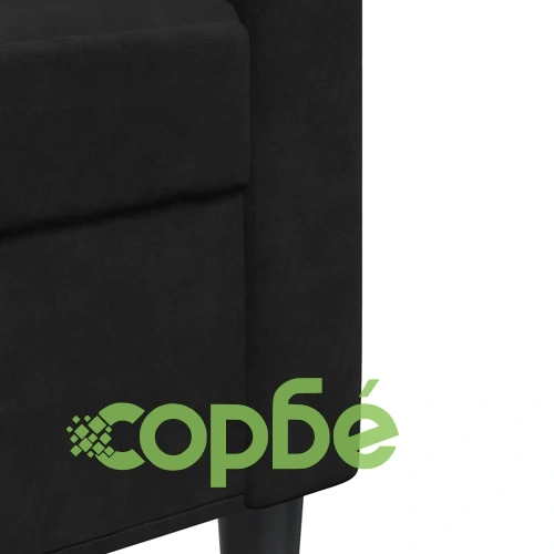 Мека мебел от 3 части с възглавници и болстери черен, кадифе ➤ топ цена ➤ sorbe.bg