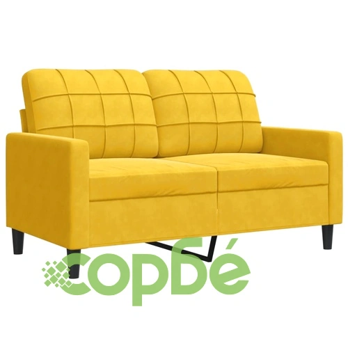 Мека мебел от 3 части с възглавници и болстери жълт, кадифе ➤ топ цена ➤ sorbe.bg