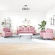 Мека мебел от 4 части с възглавници и болстери розов кадифе
