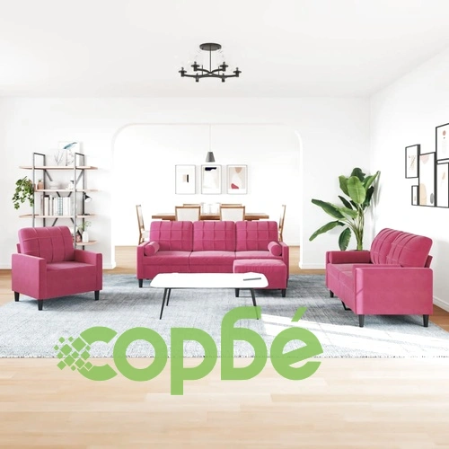 Мека мебел от 4 части с възглавници и болстери, кадифе ➤ топ цена ➤ sorbe.bg