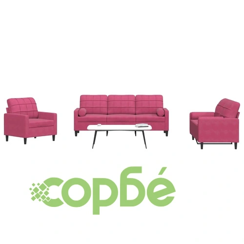 Мека мебел от 4 части с възглавници и болстери, кадифе ➤ топ цена ➤ sorbe.bg