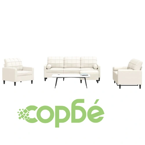 Мека мебел от 4 части с възглавници и болстери кремав кадифе ➤ топ цена ➤ sorbe.bg