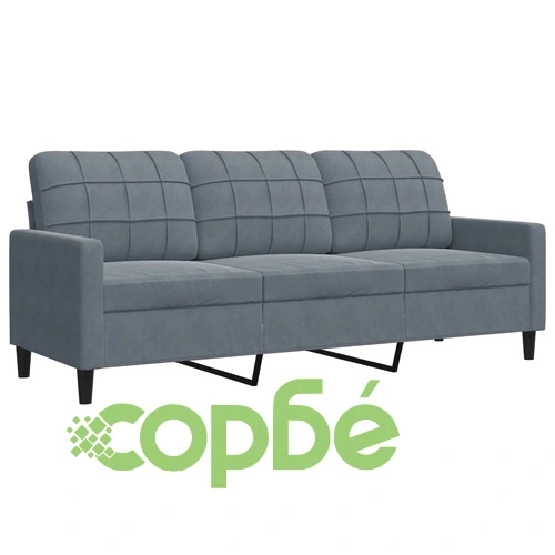 Мека мебел от 2 части с възглавници и болстери тъмносив кадифе ➤ топ цена ➤ sorbe.bg