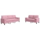 Мека мебел от 2 части с възглавници и болстери розов кадифе