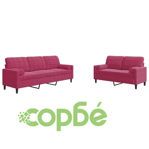 Мека мебел от 2 части с възглавници и болстери, кадифе ➤ топ цена ➤ sorbe.bg