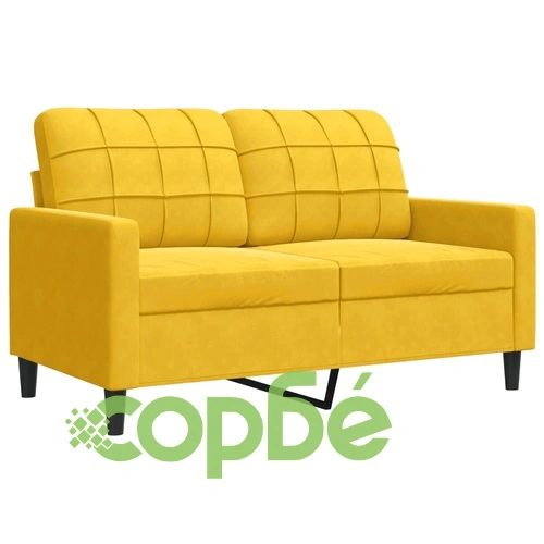 Мека мебел от 2 части с възглавници и болстери жълт кадифе ➤ топ цена ➤ sorbe.bg