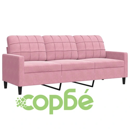 Мека мебел от 3 части с възглавници и болстери розов кадифе ➤ топ цена ➤ sorbe.bg