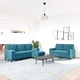 Мека мебел от 3 части с възглавници и болстери син кадифе