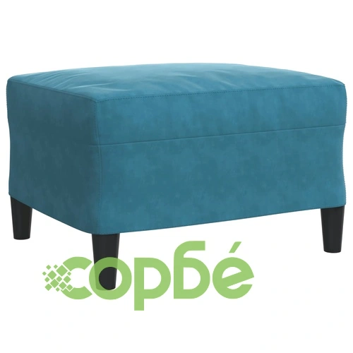 Мека мебел от 3 части с възглавници и болстери син кадифе ➤ топ цена ➤ sorbe.bg