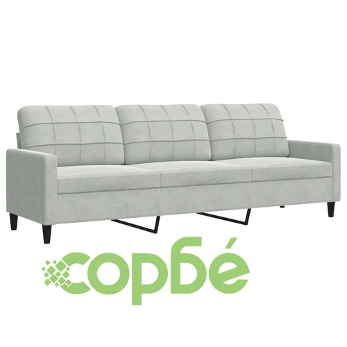 Мека мебел от 3 части с възглавници и болстери светлосив кадифе ➤ топ цена ➤ sorbe.bg