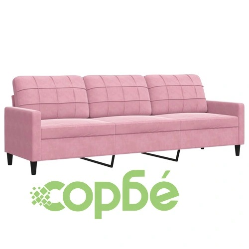 Мека мебел от 3 части с възглавници и болстери розов кадифе ➤ топ цена ➤ sorbe.bg