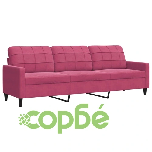 Мека мебел от 3 части с възглавници и болстери, кадифе ➤ топ цена ➤ sorbe.bg