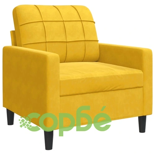 Мека мебел от 3 части с възглавници и болстери жълт, кадифе ➤ топ цена ➤ sorbe.bg
