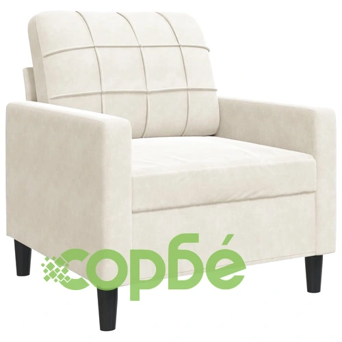 Мека мебел от 3 части с възглавници и болстери кремав кадифе ➤ топ цена ➤ sorbe.bg