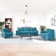 Мека мебел от 3 части с възглавници и болстери син кадифе