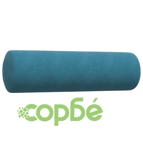 Мека мебел от 3 части с възглавници и болстери син кадифе ➤ топ цена ➤ sorbe.bg