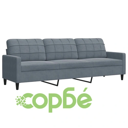 Мека мебел от 4 части с възглавници и болстери тъмносив кадифе ➤ топ цена ➤ sorbe.bg