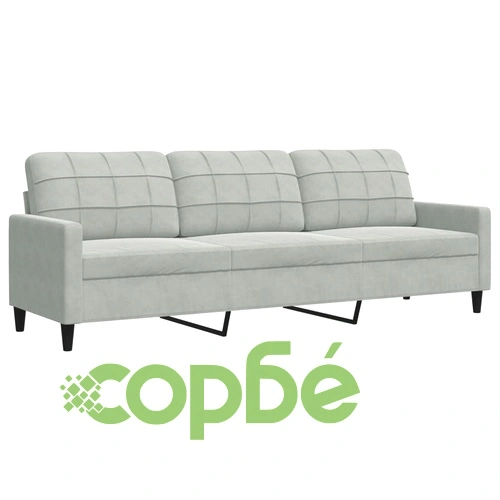 Мека мебел от 2 части с възглавници и болстери светлосив кадифе ➤ топ цена ➤ sorbe.bg