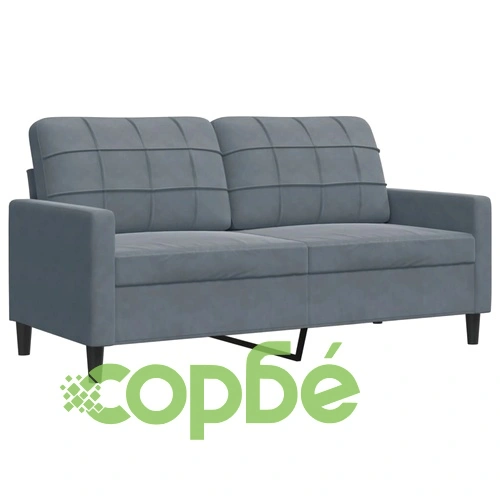 Мека мебел от 2 части с възглавници и болстери тъмносив кадифе ➤ топ цена ➤ sorbe.bg