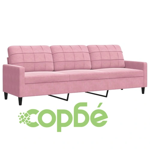 Мека мебел от 2 части с възглавници и болстери розов кадифе ➤ топ цена ➤ sorbe.bg